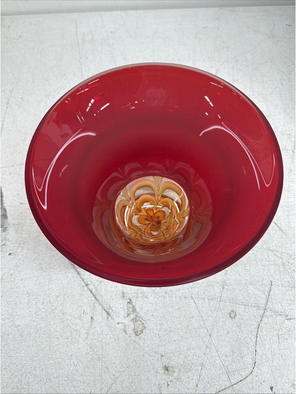 Waterford Evolution Red and Amber Flared Bowel Art Glass
